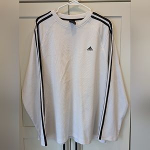 Adidas Men's Unisex L White Black Stripes Long Sleeve Athletic Climacool Shirt